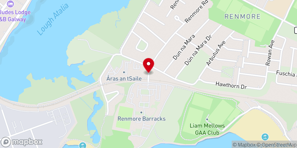 Map showing location of St Patrick's Garrison Church, Renmore Barracks
