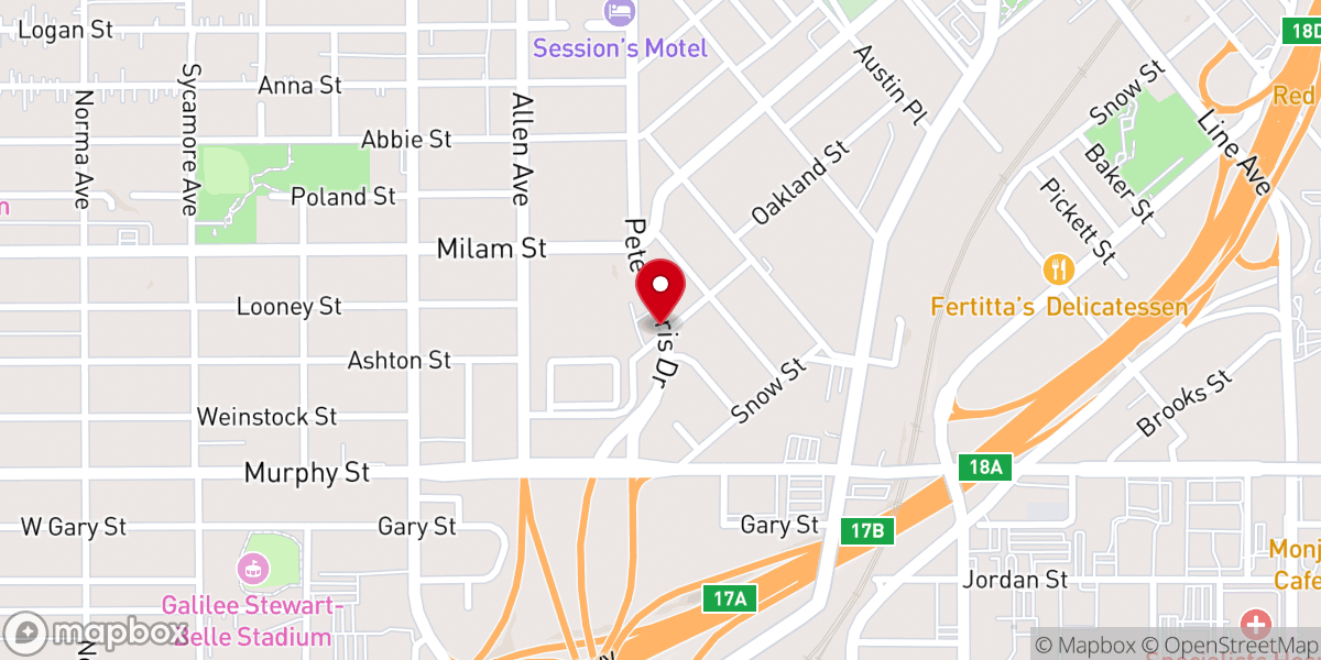 Map showing location of Abounding Faith Temple