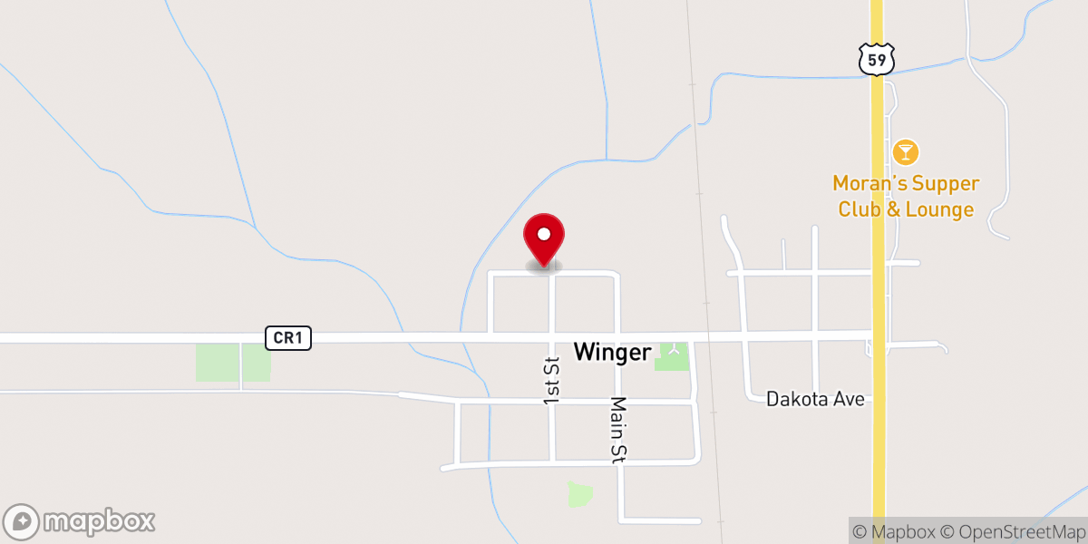 Map showing location of Dovre Lutheran Church