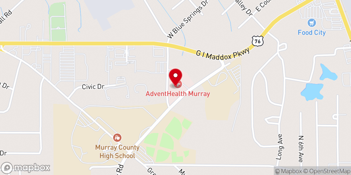 Map showing location of AdventHealth Murray