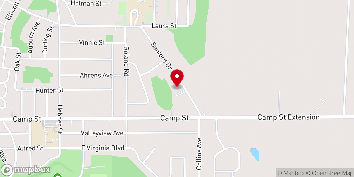 Map showing location of Camp St United Methodist Church
