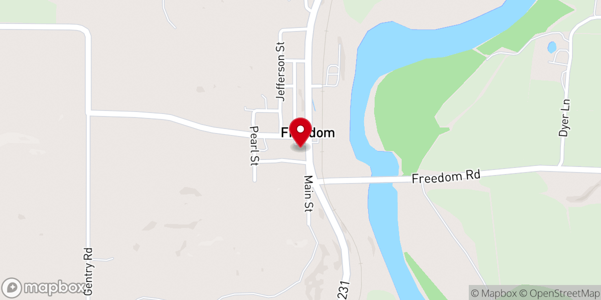 Map showing location of Freedom Baptist Church