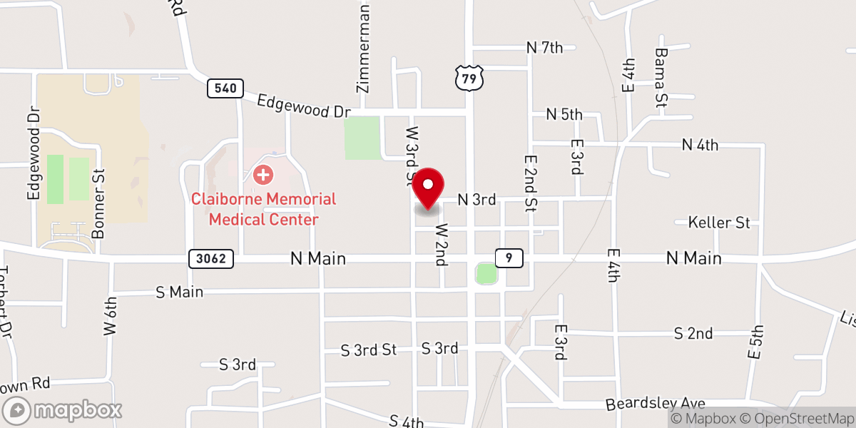 Map showing location of First Presbyterian Church