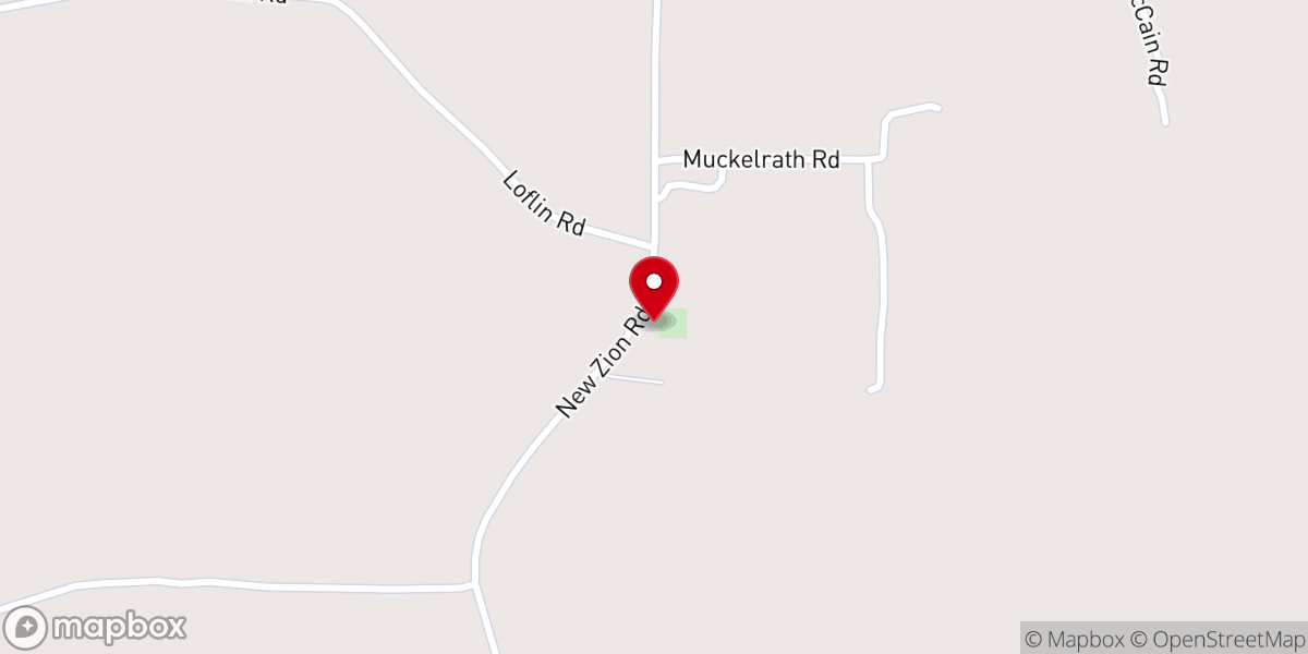 Map showing location of New Zion Baptist Church