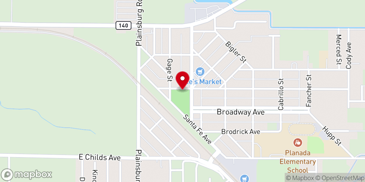 Map showing location of Planada Community Center