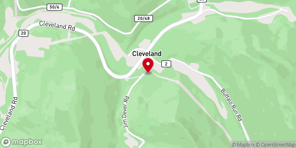 Map showing location of Cleveland Church