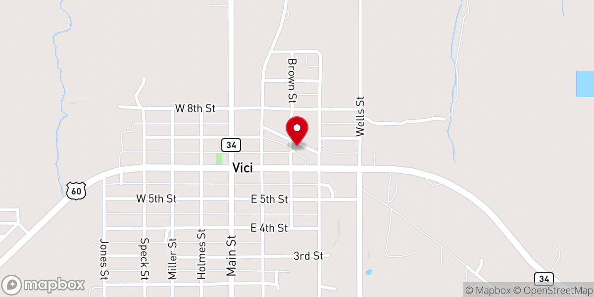 Map showing location of Vici Co-Op Association