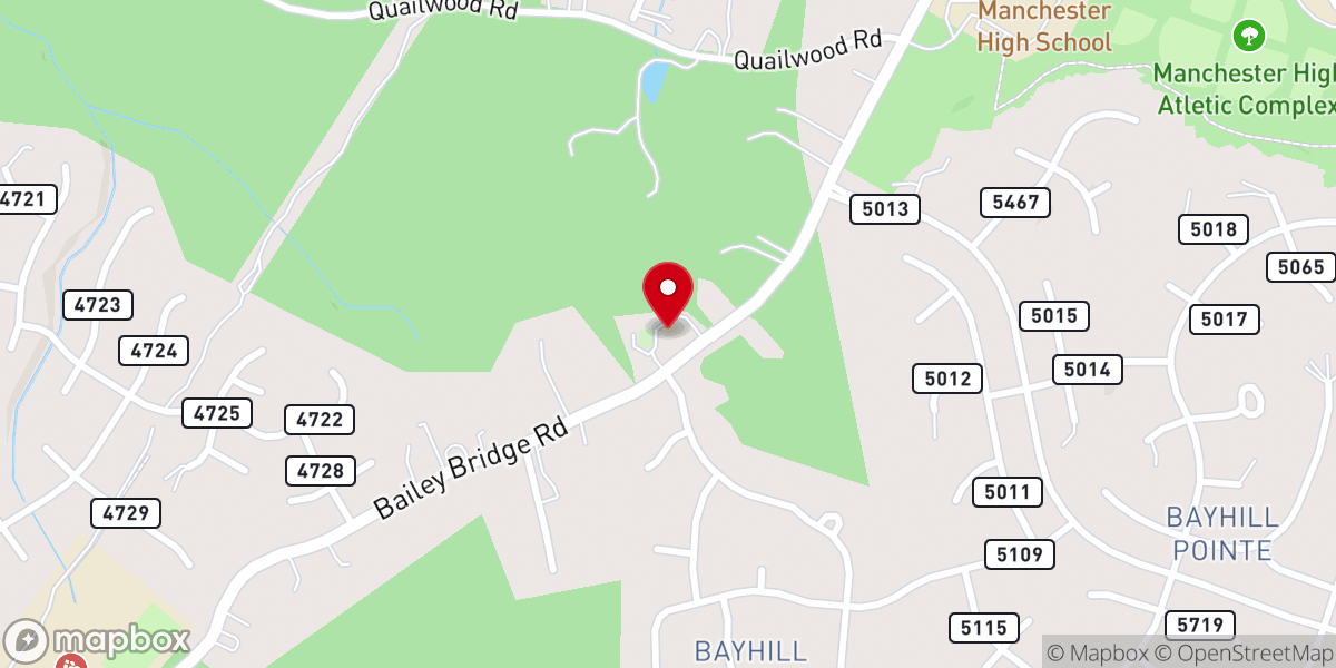 Map showing location of Brown Grove Baptist Church