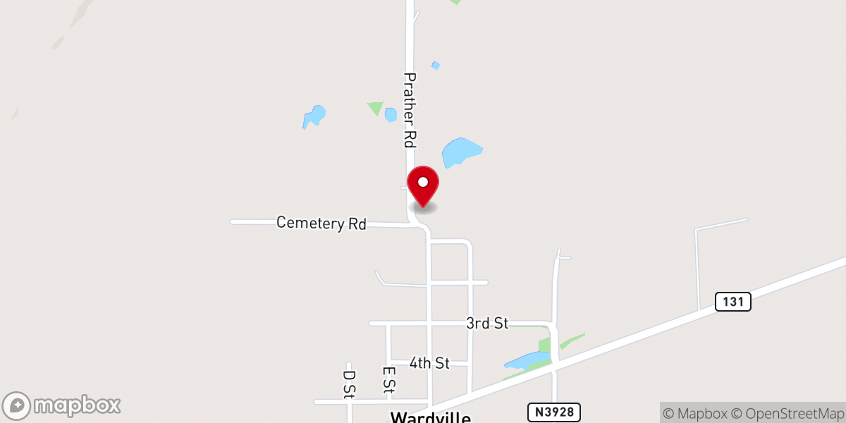 Map showing location of WARDVILLE COMMUNITY CENTER