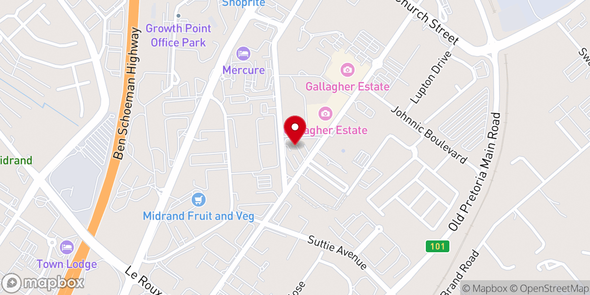 Map showing location of Christ Embassy Midrand Gallagher