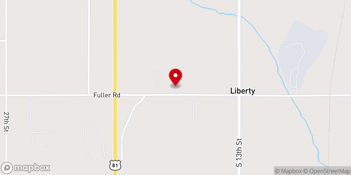 Map showing location of Liberty Baptist Church