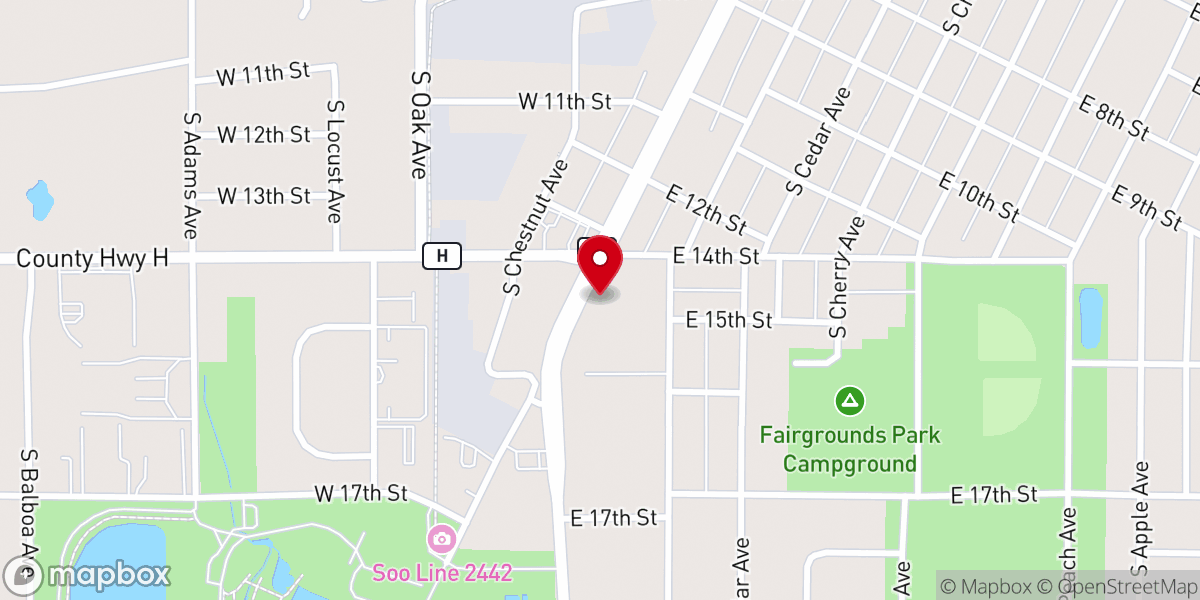 Map showing location of Chip's Hamburgers of Marshfield