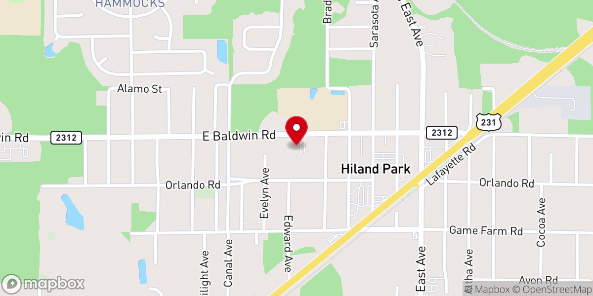 Map showing location of Hiland Park United Methodist