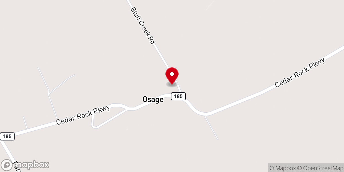 Map showing location of Osage Baptist Church