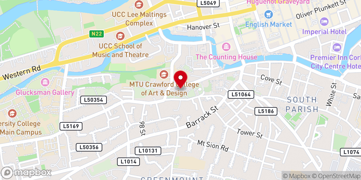 Map showing location of Saint Fin Barre's Cathedral