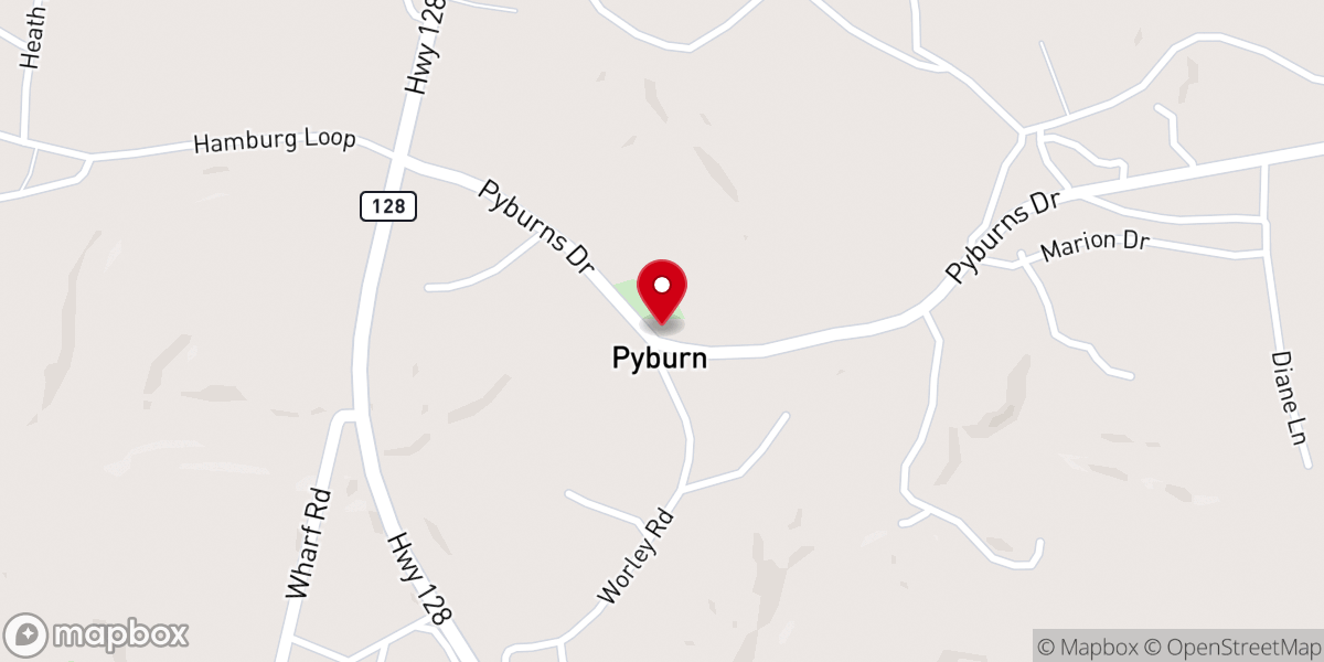 Map showing location of Pyburn Union Church