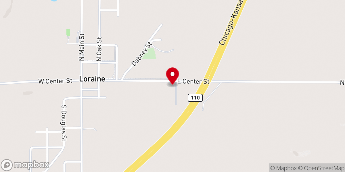 Map showing location of Loraine Community Church
