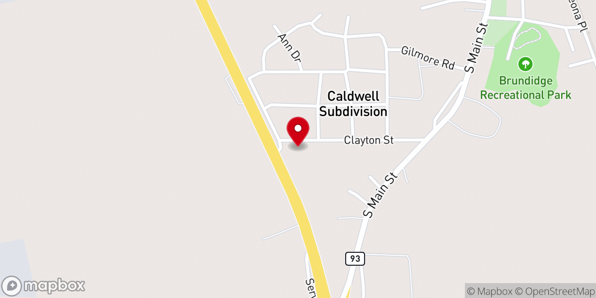 Map showing location of Brundidge Church of Christ