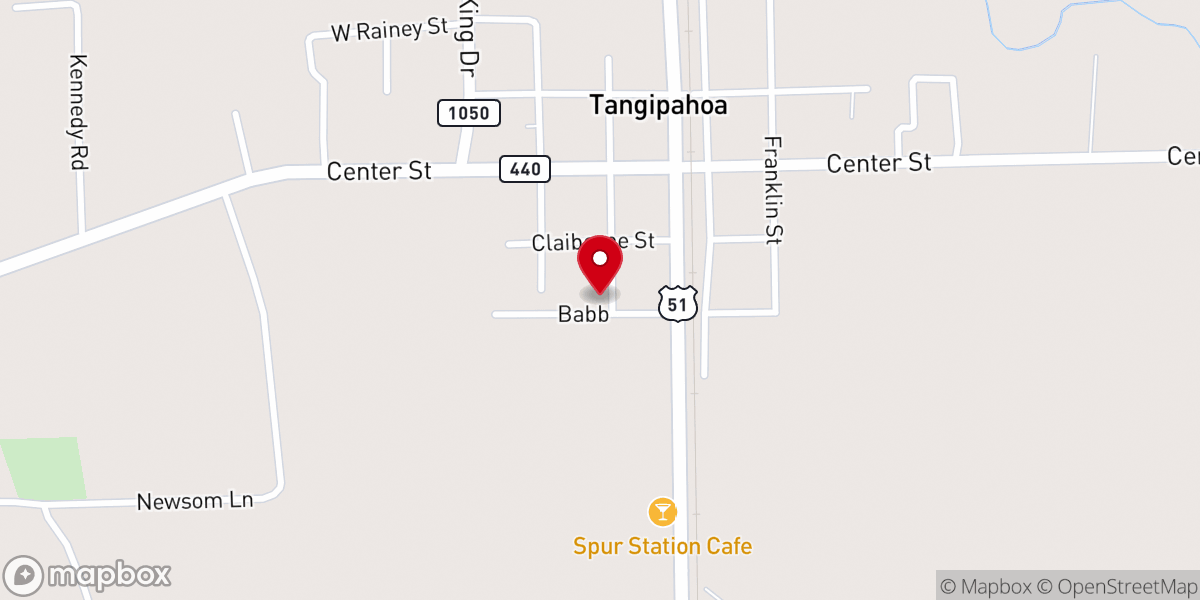 Map showing location of Tangipahoa Methodist Church