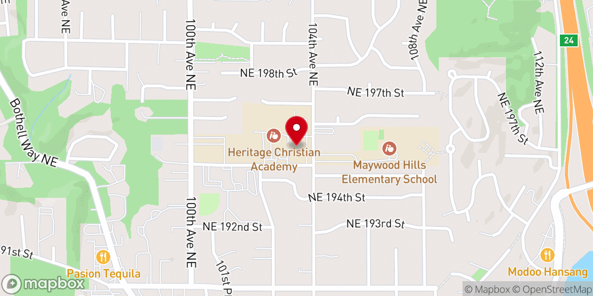 Map showing location of Seattle Bridge Church