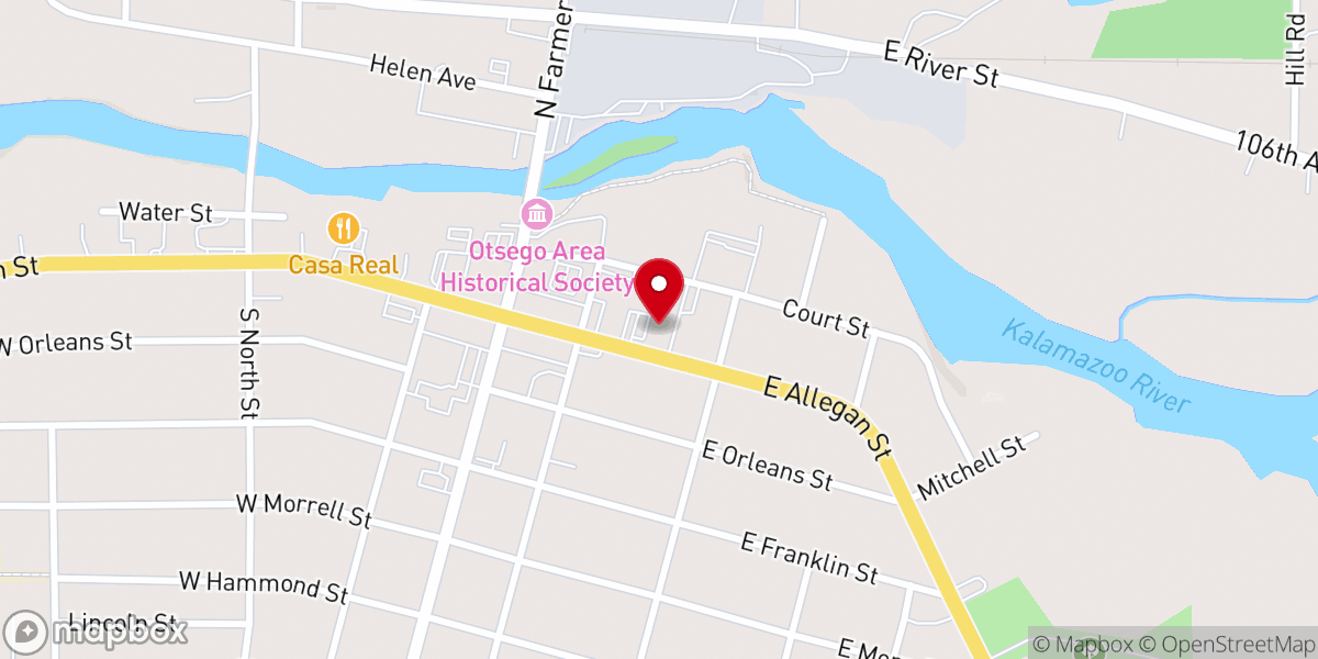 Map showing location of Otsego United Methodist Church