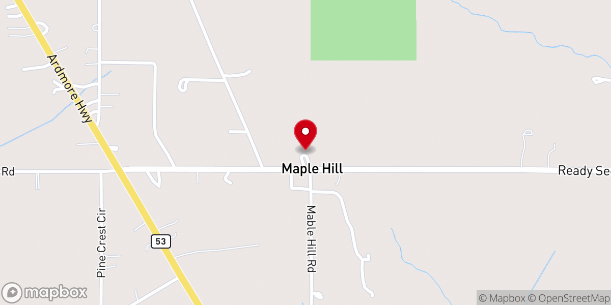 Map showing location of Mable Hill Church