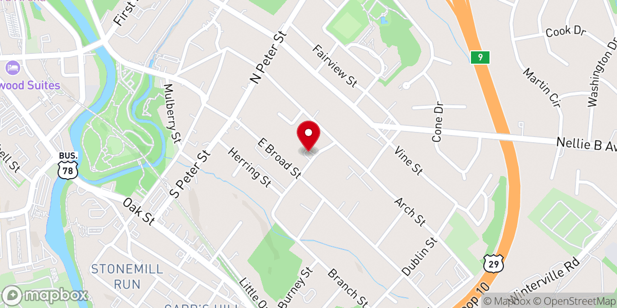 Map showing location of Ebenezer Baptist Church East