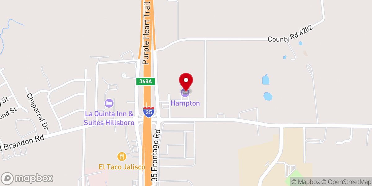 Map showing location of Holiday Inn Express Hillsboro I-35