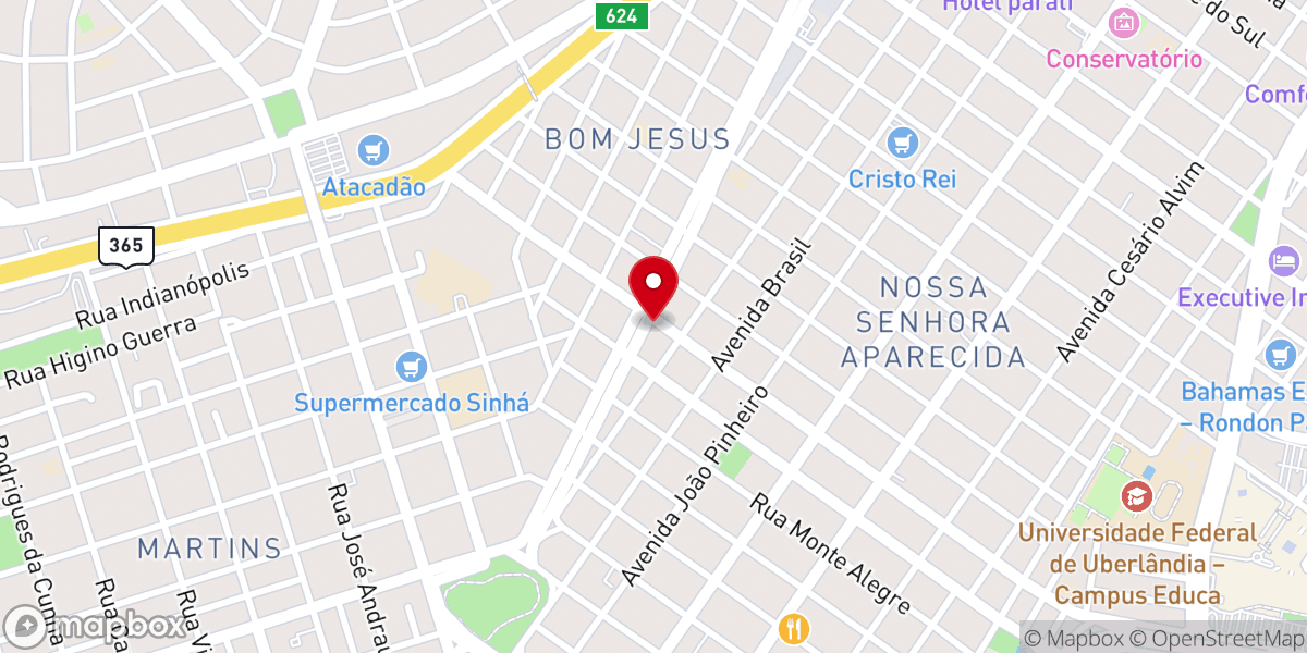 Map showing location of 1ª Igreja do Evangelho Quadrangular de Uberlandia