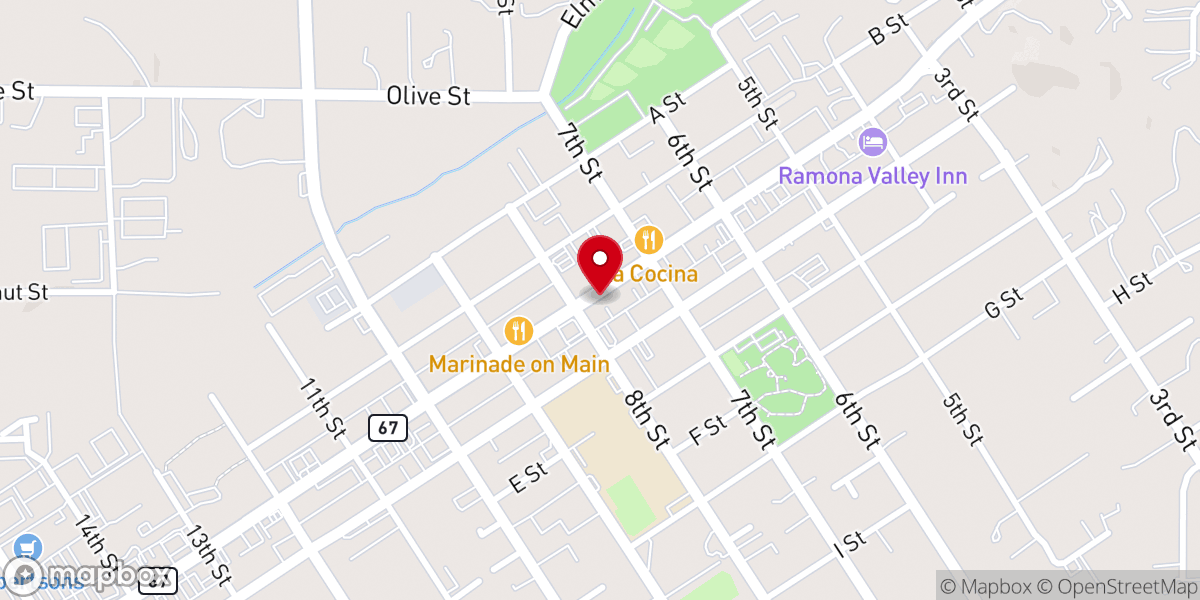 Map showing location of Christ the King Church, Ramona