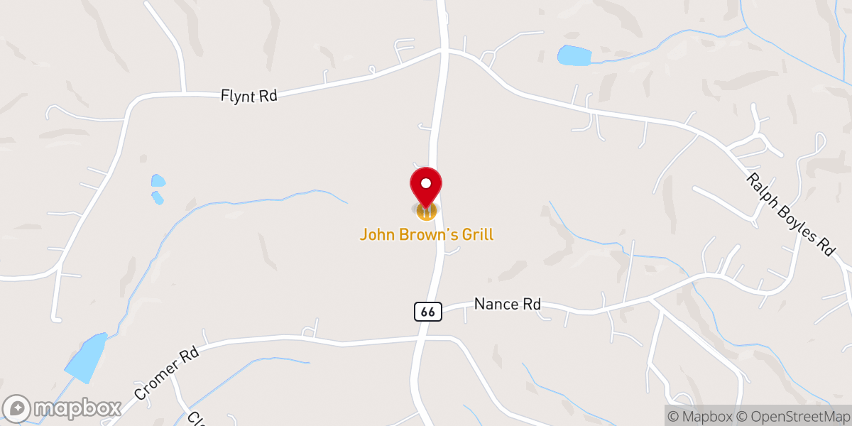 Map showing location of John Brown's Country Store & Grill