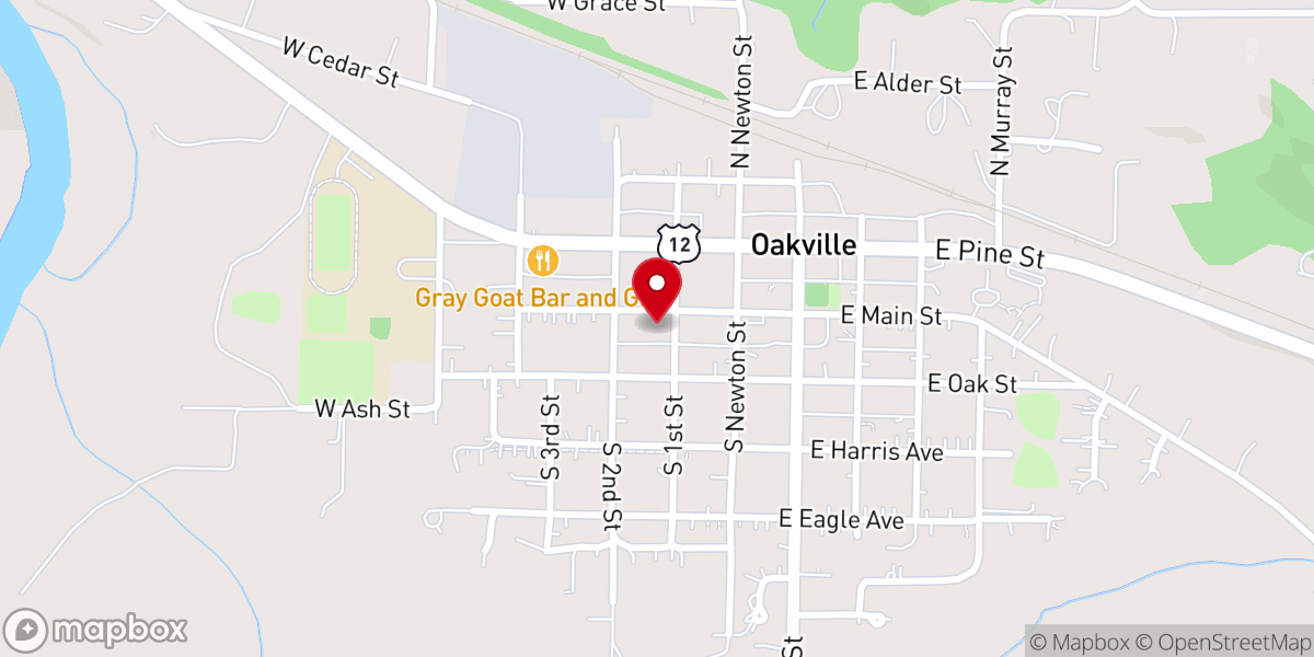 Map showing location of Oakville Baptist Church