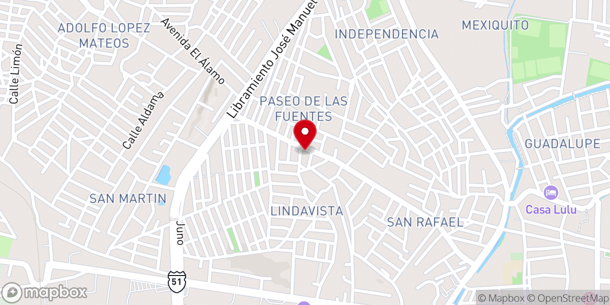 Map showing location of Parroquia de la sagrada familia