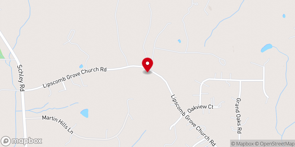 Map showing location of Lipscomb Grove Baptist Church