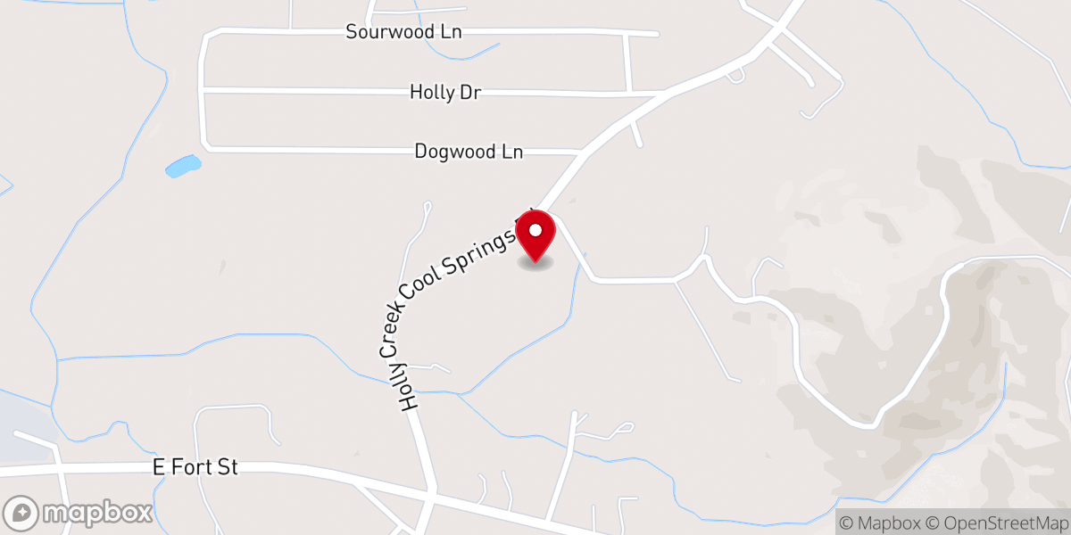 Map showing location of Holly Creek Baptist Church