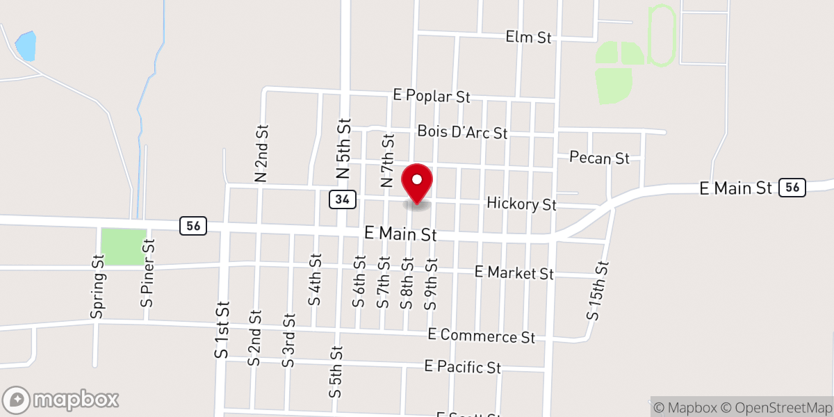 Map showing location of First Baptist Church of Honey