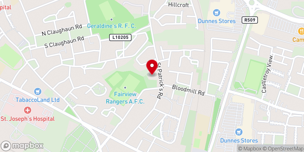 Map showing location of St Brigid's Catholic Church