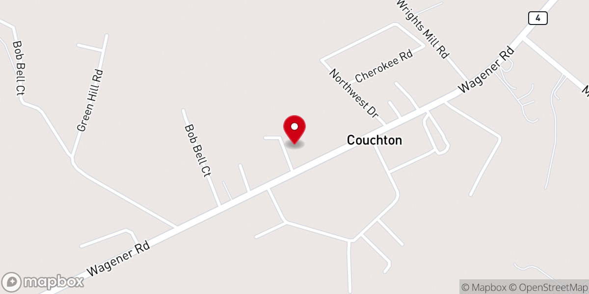 Map showing location of Couchton Baptist Church