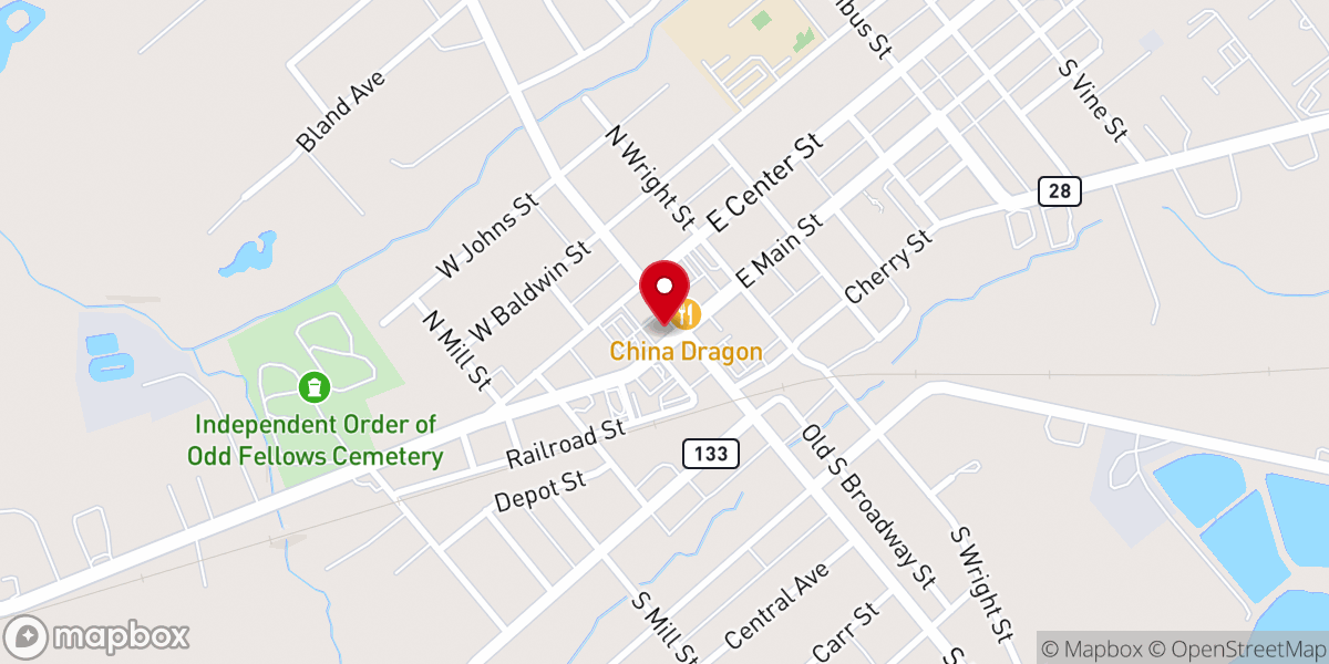 Map showing location of Blanchester Pentecostal Holiness Church