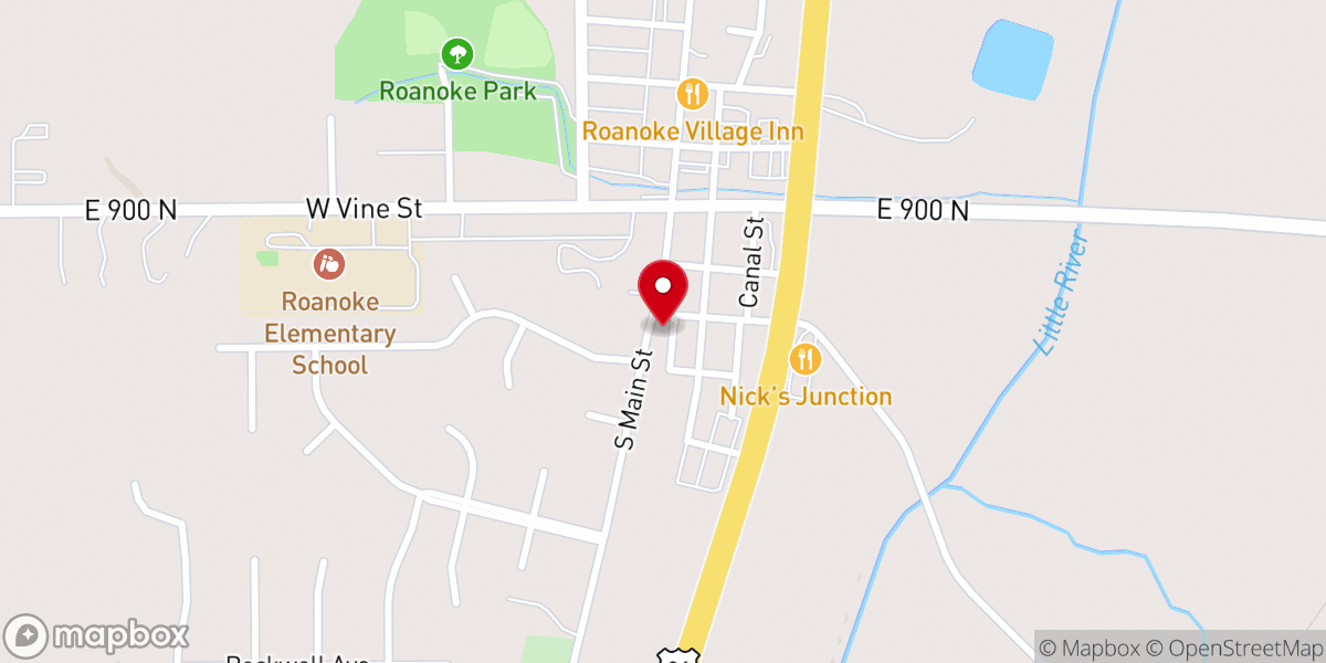 Map showing location of Roanoke Brethren Church