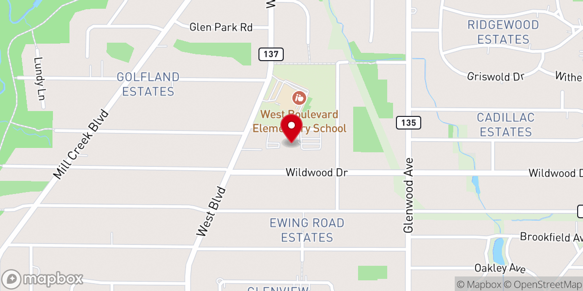 Map showing location of Bethel Lutheran Church