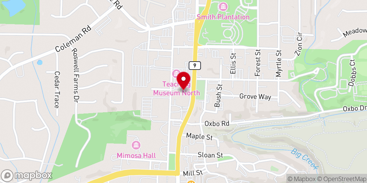 Map showing location of Roswell Presbyterian Church