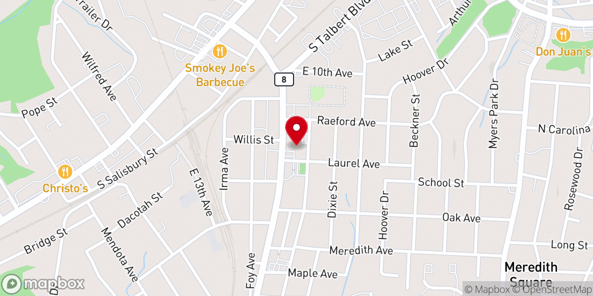 Map showing location of Sheets Memorial Baptist Church