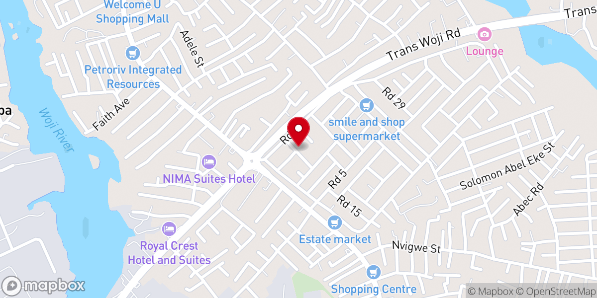 Map showing location of Living faith church, winners chapel