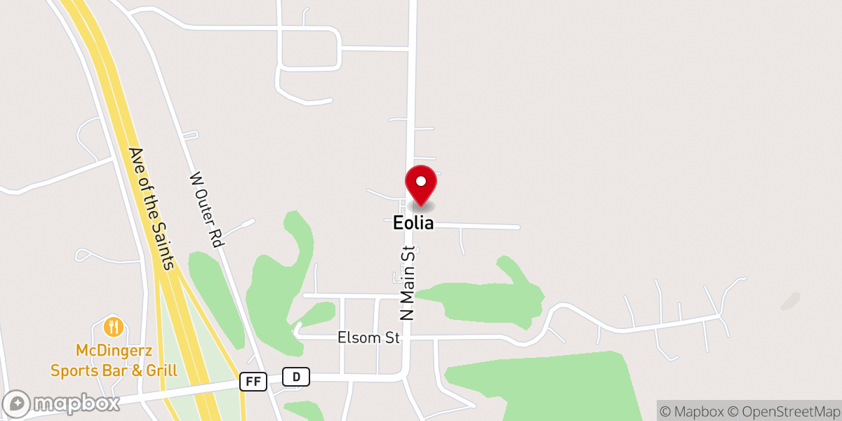 Map showing location of Eolia United Methodist Church