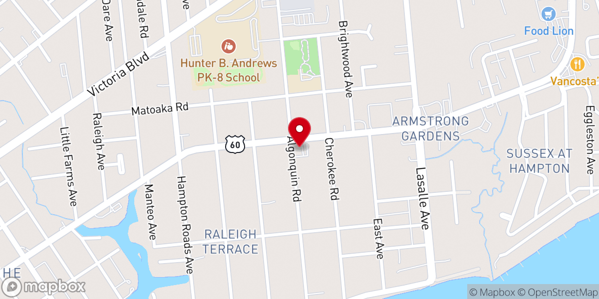 Map showing location of Hampton Roads Seventh-day Adventist Church