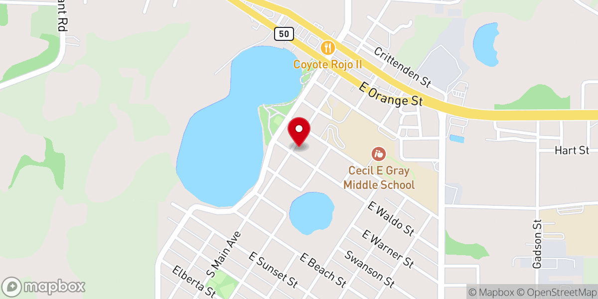 Map showing location of Zion Lutheran Church-Groveland
