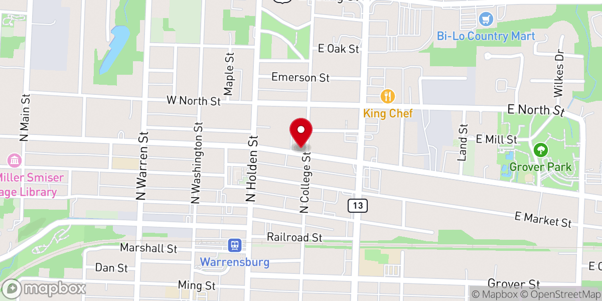 Map showing location of First United Methodist Church (UMCburg)