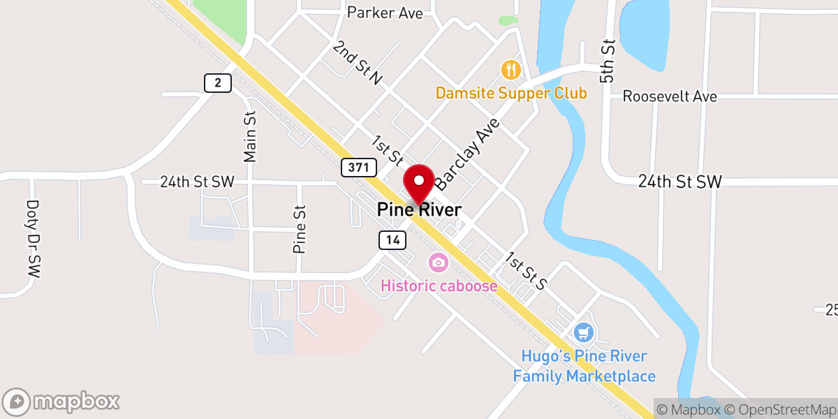 Map showing location of Pine River