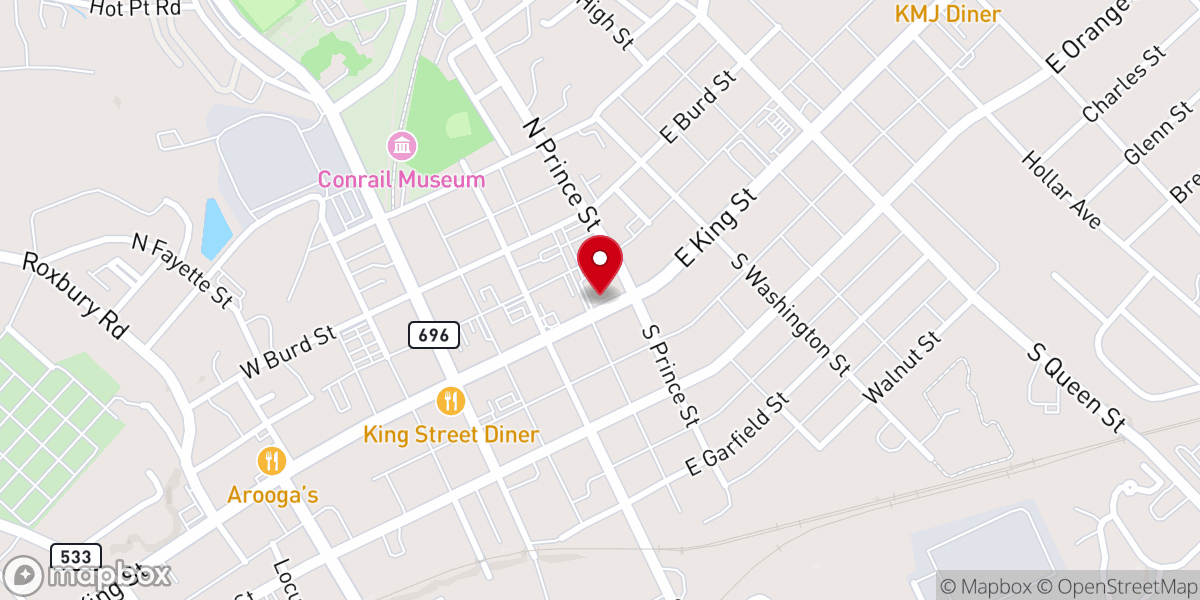 Map showing location of Shippensburg First Church of God